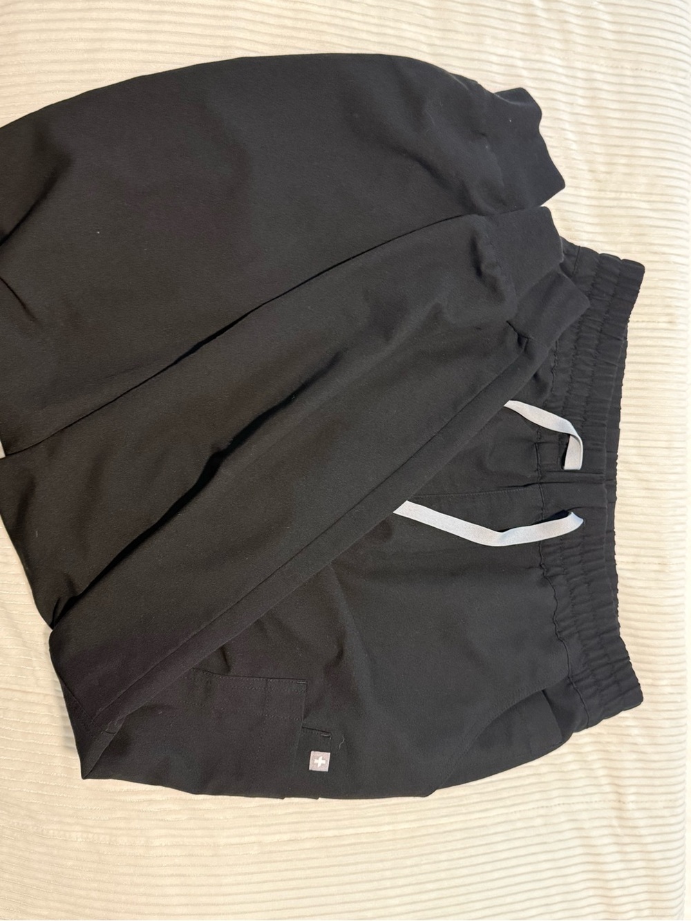 Figs Women's Black Athletic Jogger Shorts with Gray Drawstring